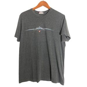 Clique T-Shirt Mens Large Gray Excellent Switzerland Mountain Graphic Tee